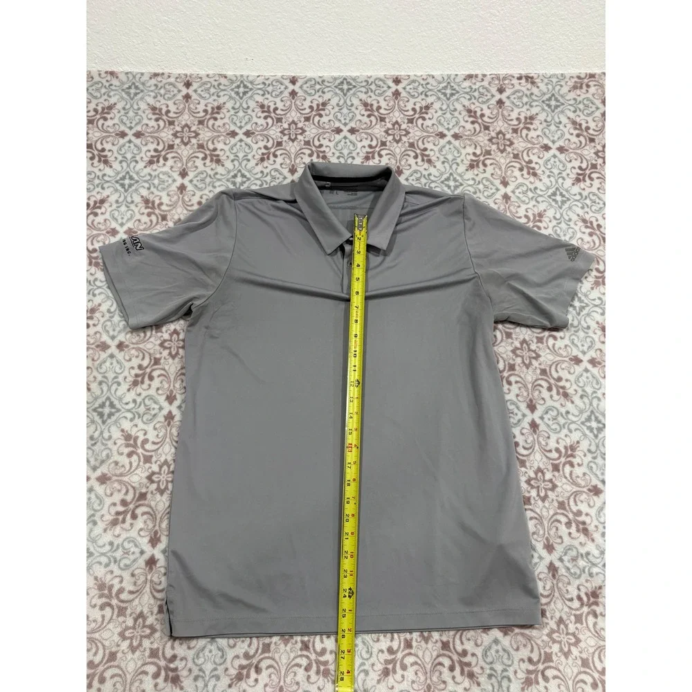 Adidas Golf Mens Large Grey Short Sleeve Performance Polo Shirt 3-Stripe Back